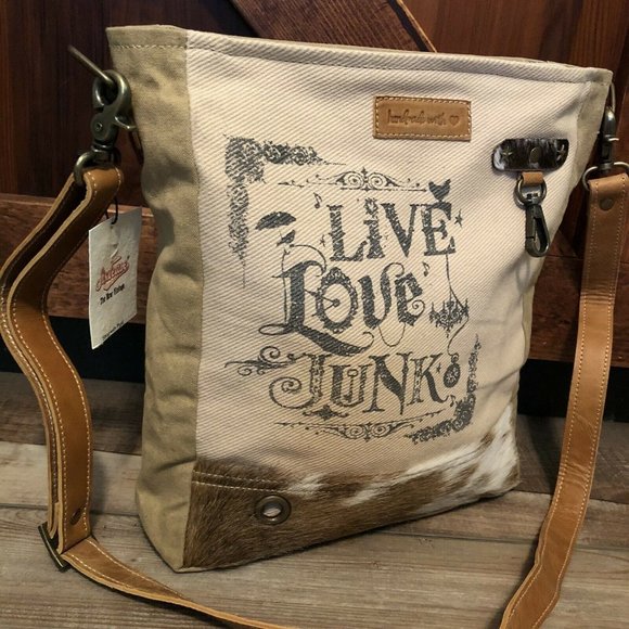 Live Love Junk shoulder bag purse upcycled - Picture 2 of 7